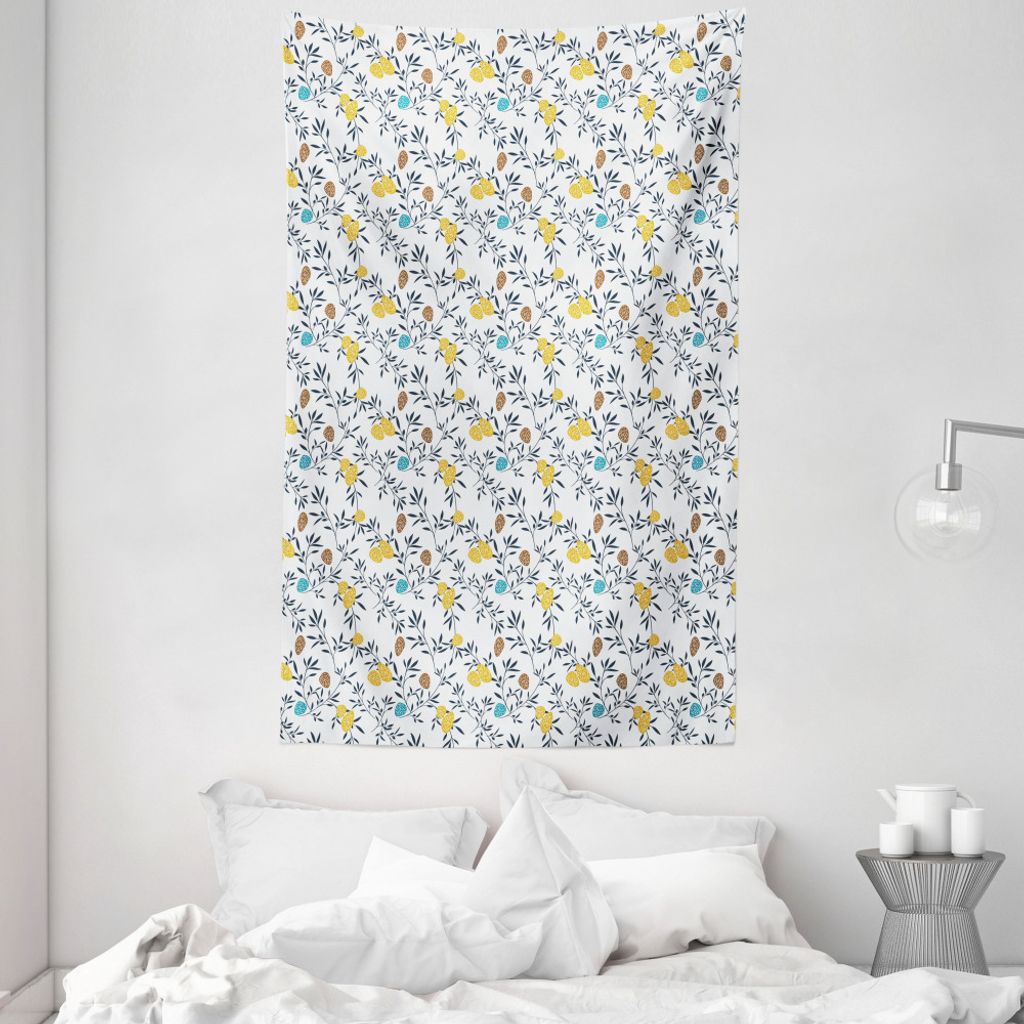 ABAKUHAUS Garten Wandteppich und Tagesdecke, Bunte Zusammenfassung Botanik aus Weiches Mikrofaser Stoff Waschbar ohne Verblassen Digitaldruck, 140 ...