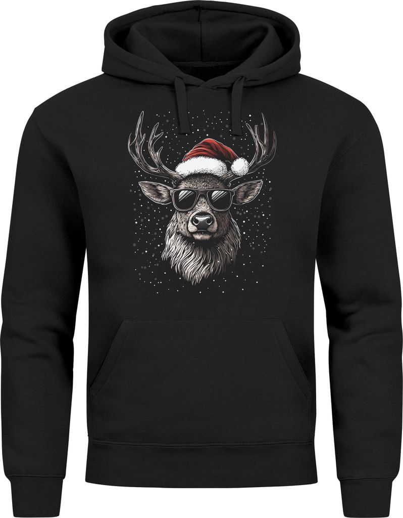Hoodie Herren Weihnachten Kapuzen-Pullover Rentier Hirsch Weihnachtspullover Männer Moonworks
