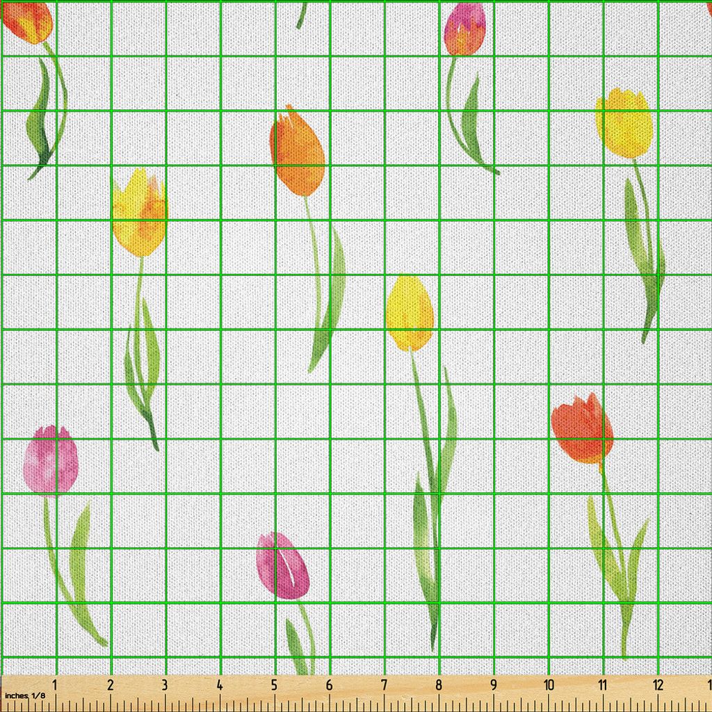 ABAKUHAUS Aquarell-Blumen Microfaser Stoff als Meterware , Bunter Tulpen Muster Land Art Blumenentwurfs Aquarell Effekt Kunst, 5 M (230 x 500 cm), ...