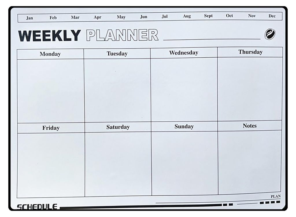 Magnetische, trocken abwischbare Whiteboard-Tafel für den Kühlschrank, wiederverwendbarer Monatskalender und Wochenplaner, Notizblock im Tafelsti...