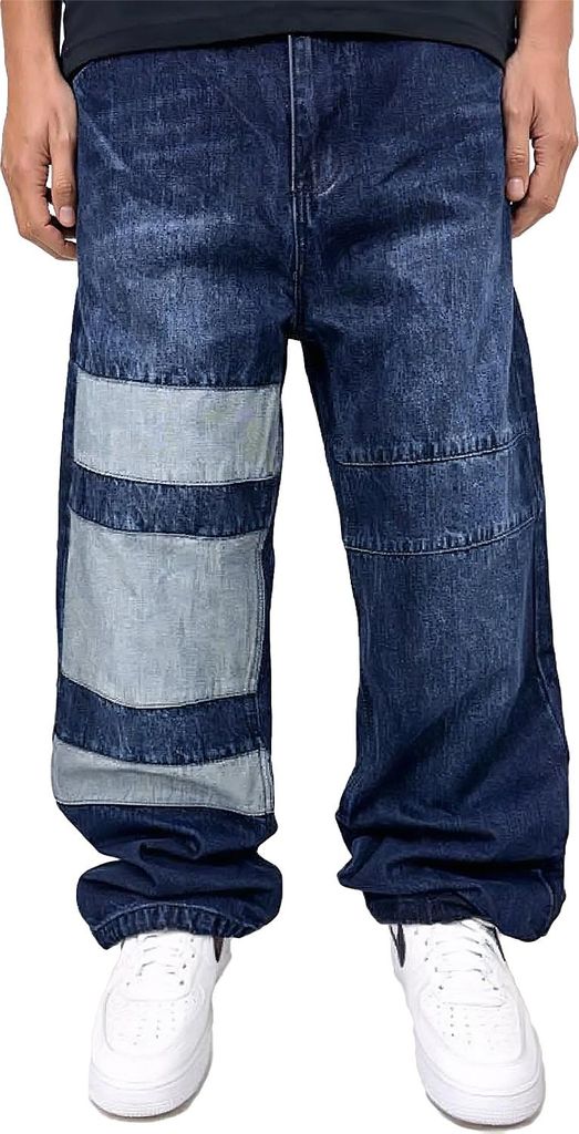 DADA Supreme Patchwork Baggy Denim Jeans im Retro-Look Größe: 34W / 32L