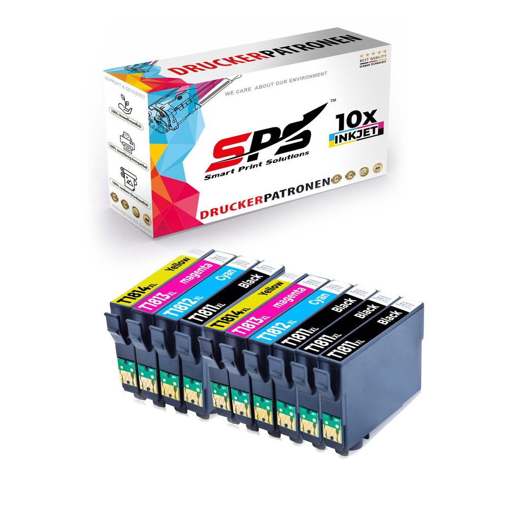10er Multipack Set kompatibel für Epson Expression Home XP-205 (C11CC49302) Druckerpatronen 18XL