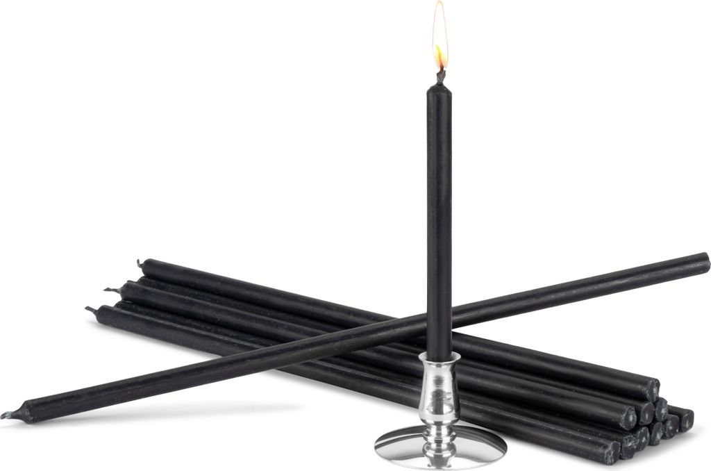 Kerzenhalter + Ritualkerzen schwarz Tropffrei L 29cm Premium Paraffinwachs 40065