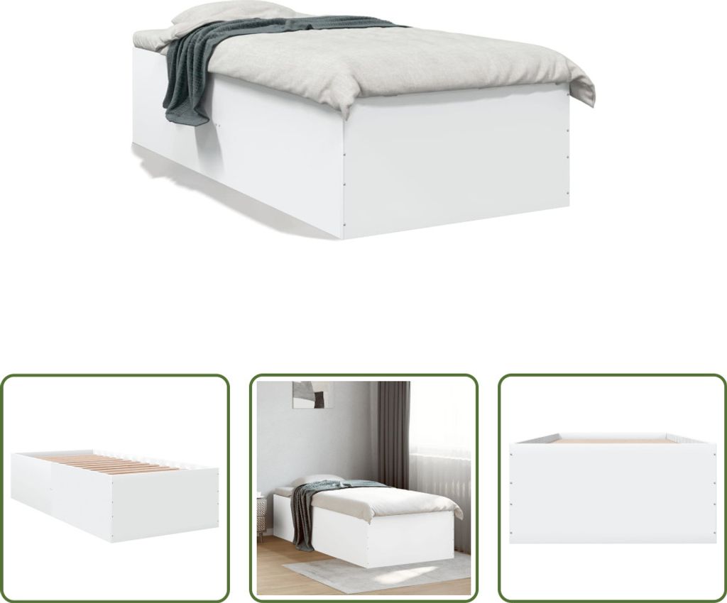 The Living Store Bettgestell Weiß 90x200 cm Holzwerkstoff