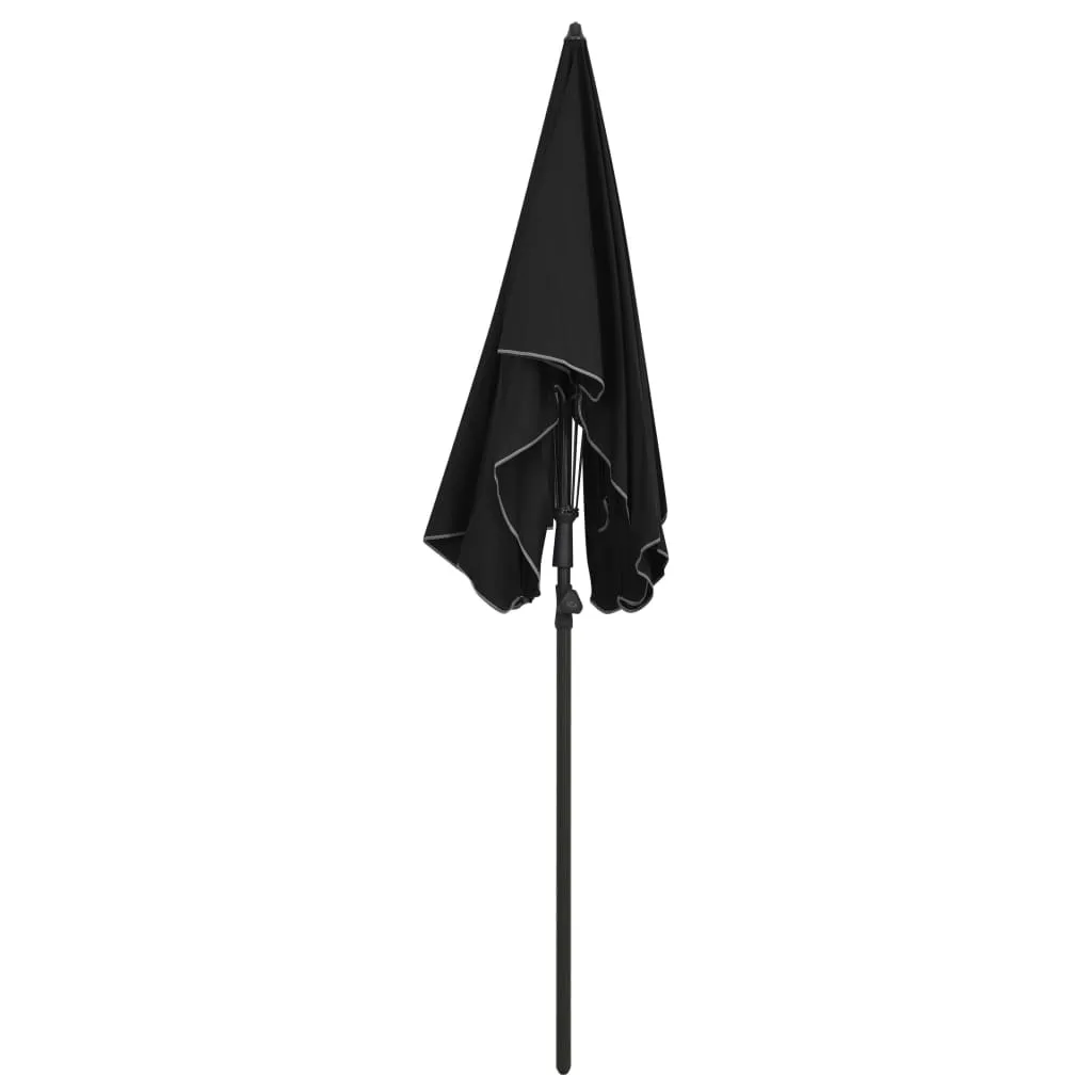 Parasol de balcon rectangulaire 200x130 cm Noir avec mât central robuste