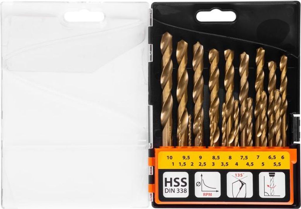 Satz Bohrer Strend Pro FD032, 19-teilig TiN HSS, für Metall