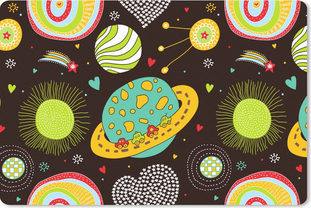 MuchoWow Schreibtischunterlage Muster - Weltraum - Planeten - Jungen - Kinder - Kinder 60x40 cm - XXL Mauspad - Großes Mauspad