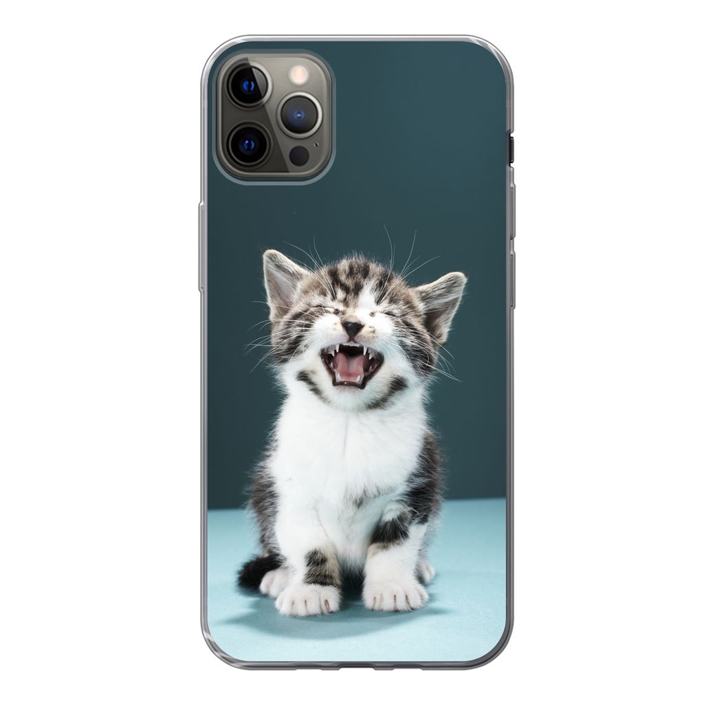 MuchoWow Handyhülle Schutzhülle Hülle für iPhone 13 Pro Max Katze - Kätzchen - Miau Silikon Softcase Handy Hülle - Mobiltelefon