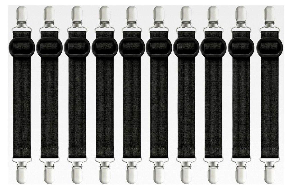 Bettlakenspanner, 10 Stück (35 cm - 130 cm) verstellbare Spannbettlaken mit Metallclips für Bettwäsche, Matratzen oder Sofas