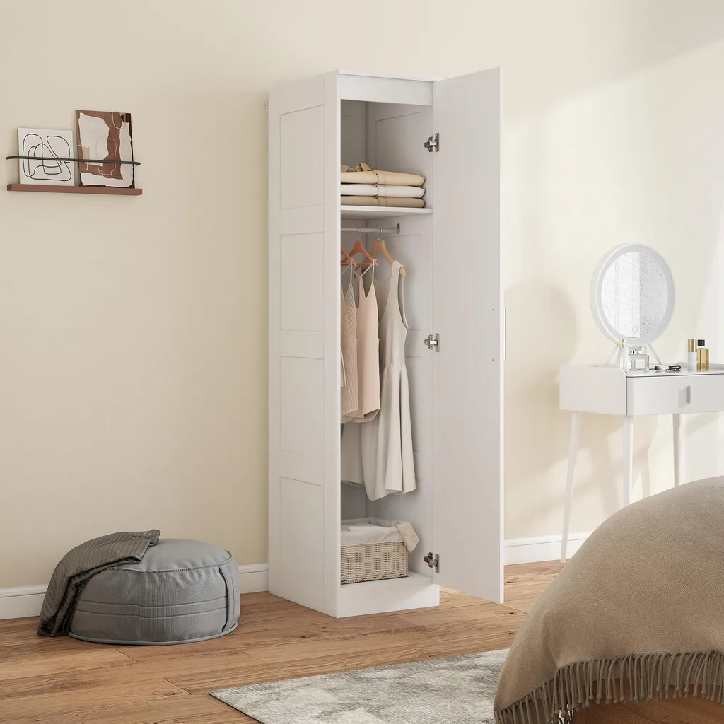 HOMCOM Armoire de Rangement Multifonctionnelle avec Tringle et Étagères