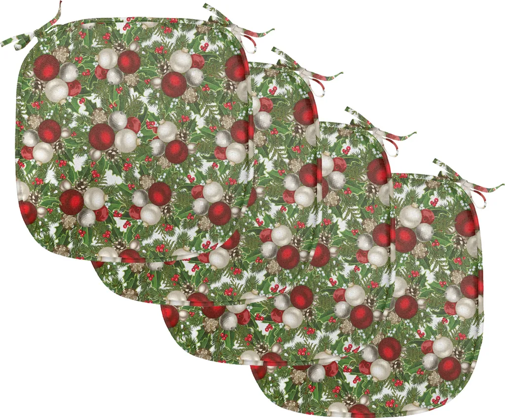 Assise de Chaise Décorative Noël en Tissu Imperméable, Pack de 4
