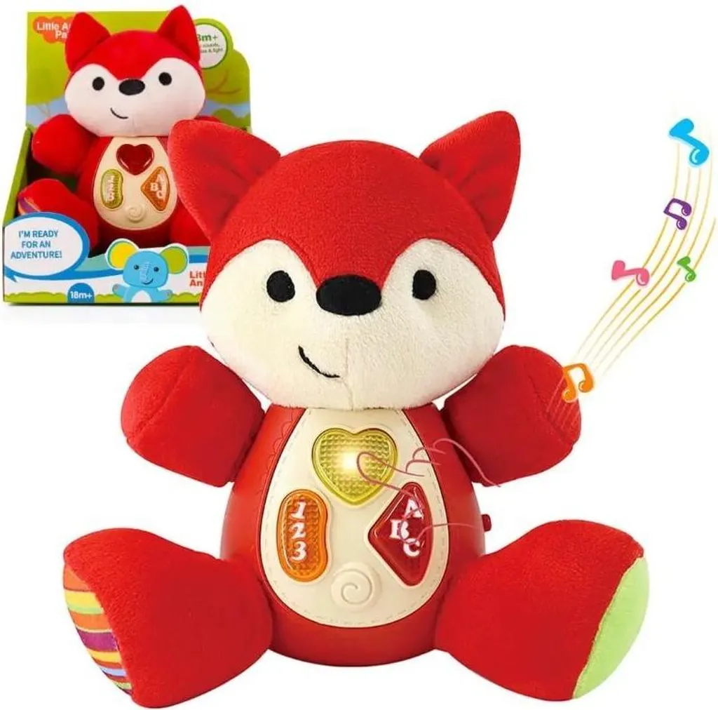 Peluche renard sonore 18cm - Apaisez bébé avec ce jouet interactif