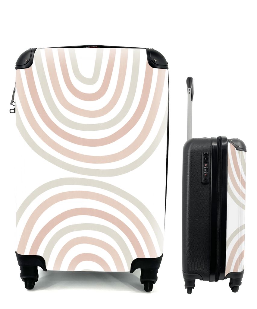 MuchoWow Koffer Handgepäck Trolley Rollkoffer Kleine Reisekoffer mit 4 Rollen - Regenbogen - Design - Pastell - Cabin Size < 55x40x23 cm & 55x40...