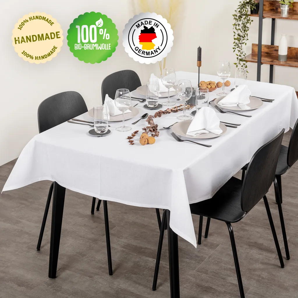 Gastronomie Hotel Tischdecke Tischwäsche Vollzwirn Baumwolle Weiß Rund 120 cm 