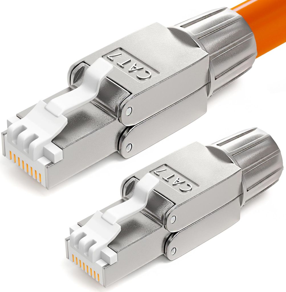 hb-digital 2x Netzwerkstecker CAT7 schmal RJ45 LSA STP Zinklegierung