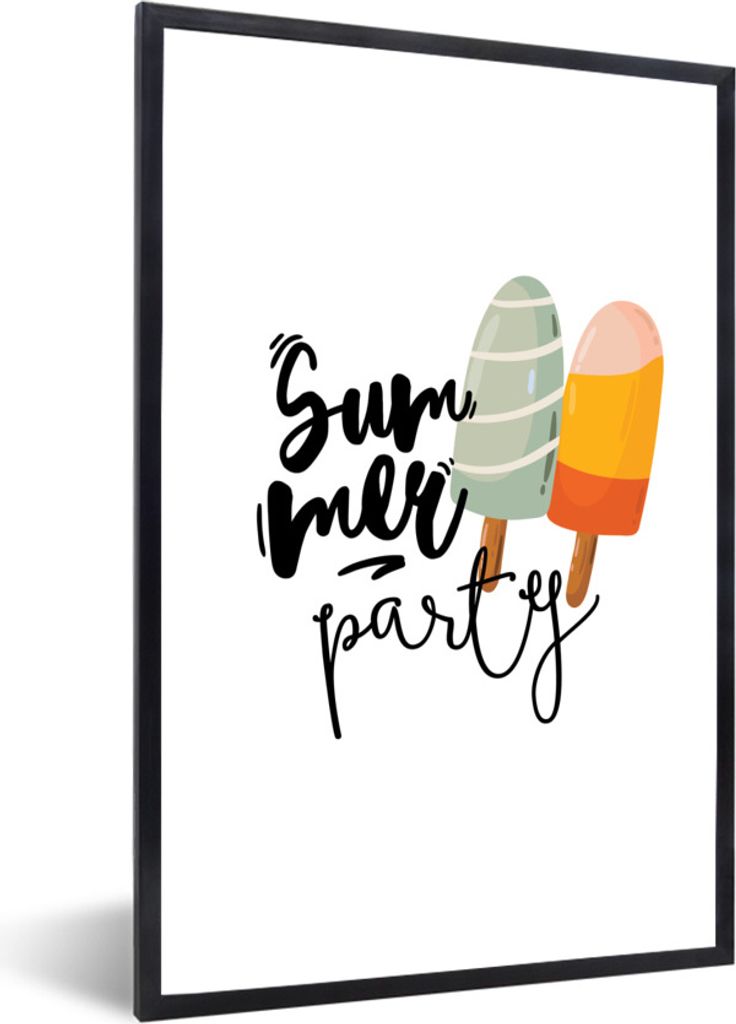 MuchoWow Gerahmtes Poster Sommer - Eis - Grau 40x60 cm - Poster mit Schwarzem Bilderrahmen Wandposter Rahmen Foto Bilder - Papierdruck - Wandbilder