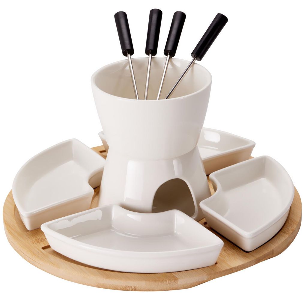 Schokoladenfondue-Set mit Bambusbrett, 11 Teile Produktbild 