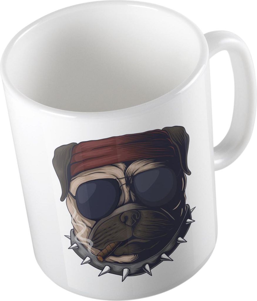 Huuraa Kaffeetasse Bad Dog Mops Geschenk Tasse Weiß 330ml Bad Dog Mops Präsent