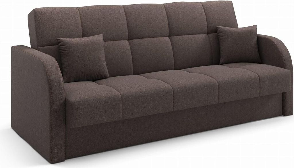 LIKMA Braun Ausziehbar 3 Sitzer Sofa Togo 214x93x85 cm Schlaffunktion Bettzeugbehälter Sofa mit Bettfunktion Schlafsofa Couchgarnitur Sofas & Couc...