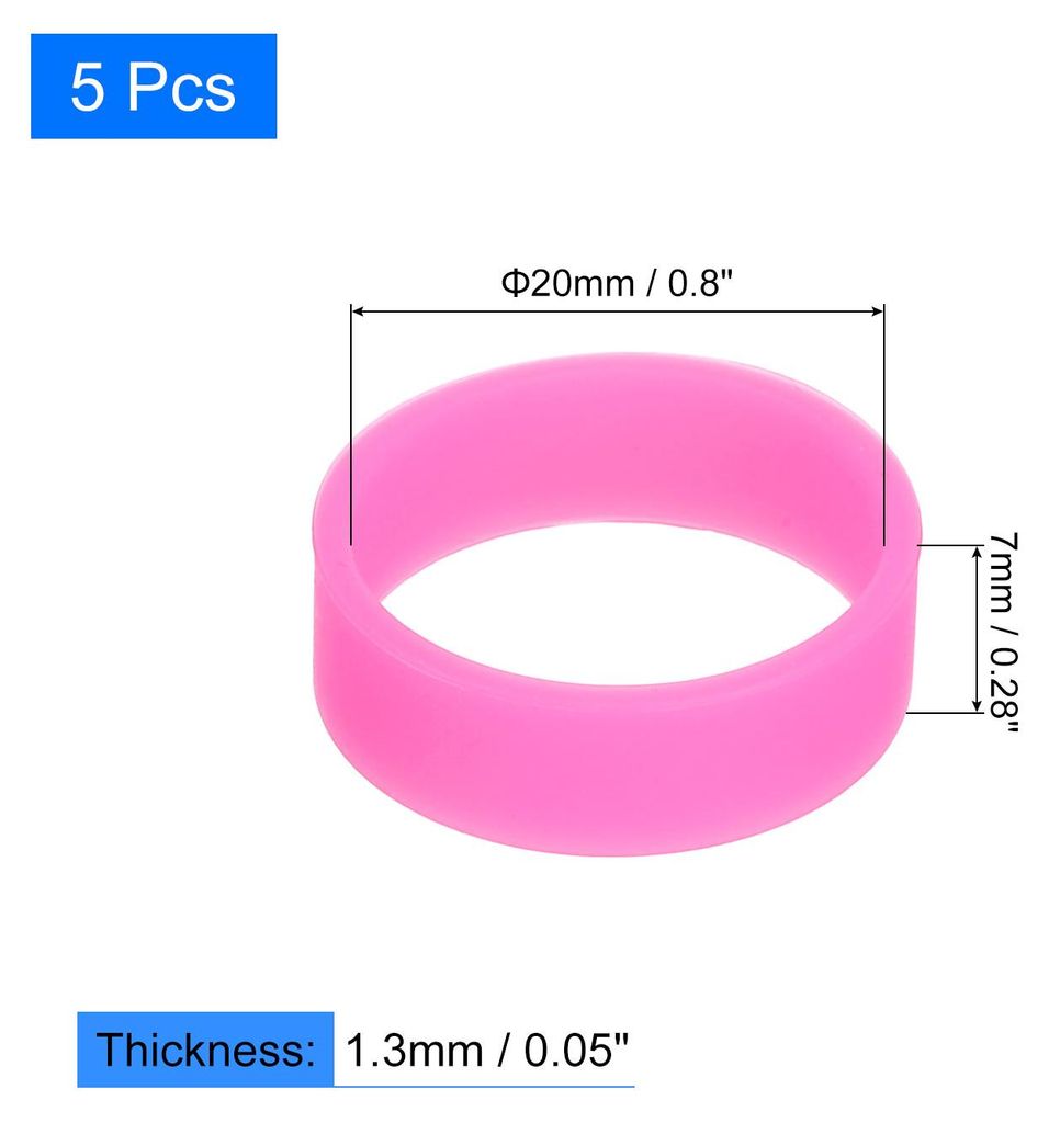 5 Stš¹ck Silikon-Gummib?nder, 20x7mm Gummib?nder Ringe Kabelbinder Starke Elastische B?nder Rutschfest fš¹r Kabelumwicklung Taschenwickel, Pink