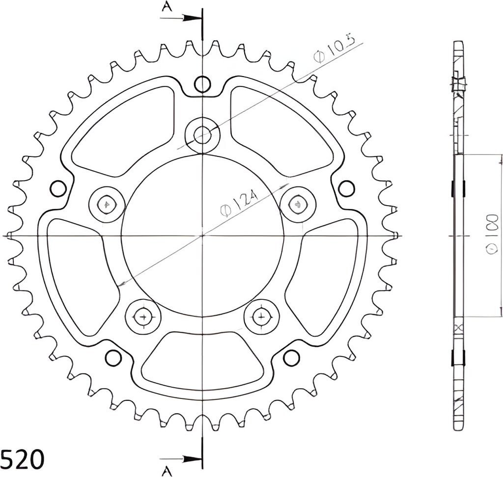 Stealth-Kettenrad Supersprox 520 - 43Z (rot) Produktbild 