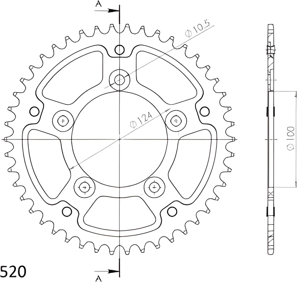 Couronne Supersprox Stealth 520 pour Moto 43 Dents Rouge RST-743:43