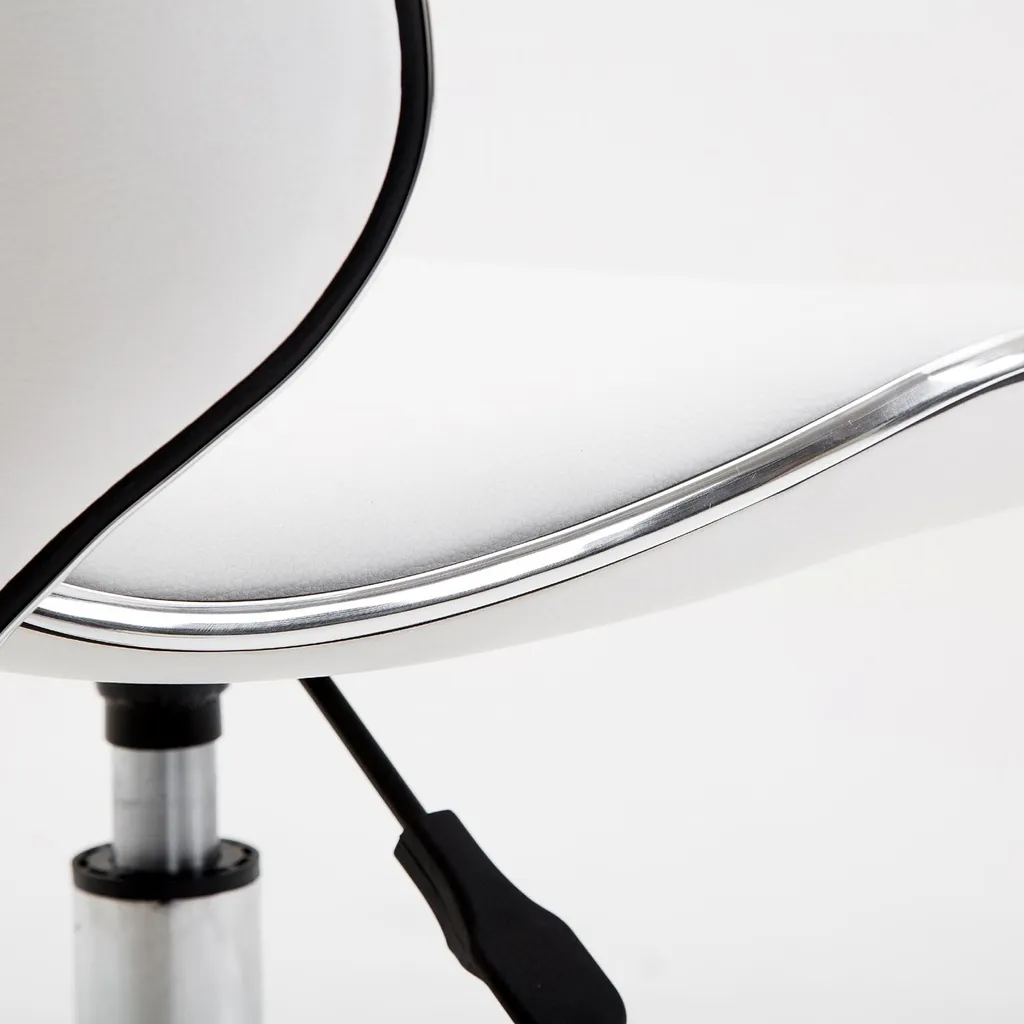 HOMCOM Tabouret à roulettes réglable 44-56 cm avec dossier blanc - 7