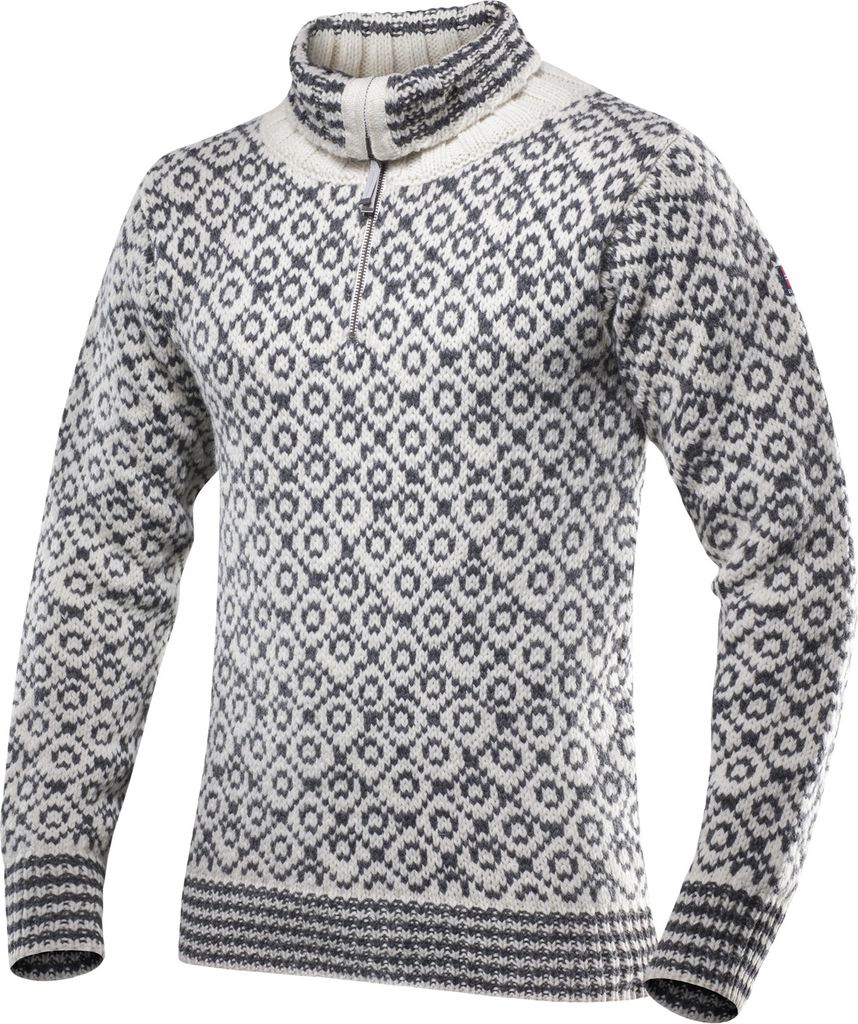 Devold Svalbard Uni Zip-Neck Wollsweater, Größe:L, Farbe:offwhite/anthracite