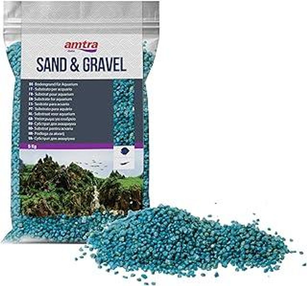 Amtra Türkis keramisierter Quarz – feiner Quarz-Aquariensand, für Süß- oder Salzwasser, 2-3 mm Körnung, Menge 5 kg