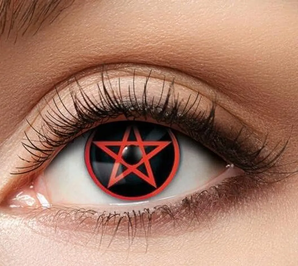 Lenti Pentagramma Rosso Halloween: 3 Mesi di Sguardo Infernale