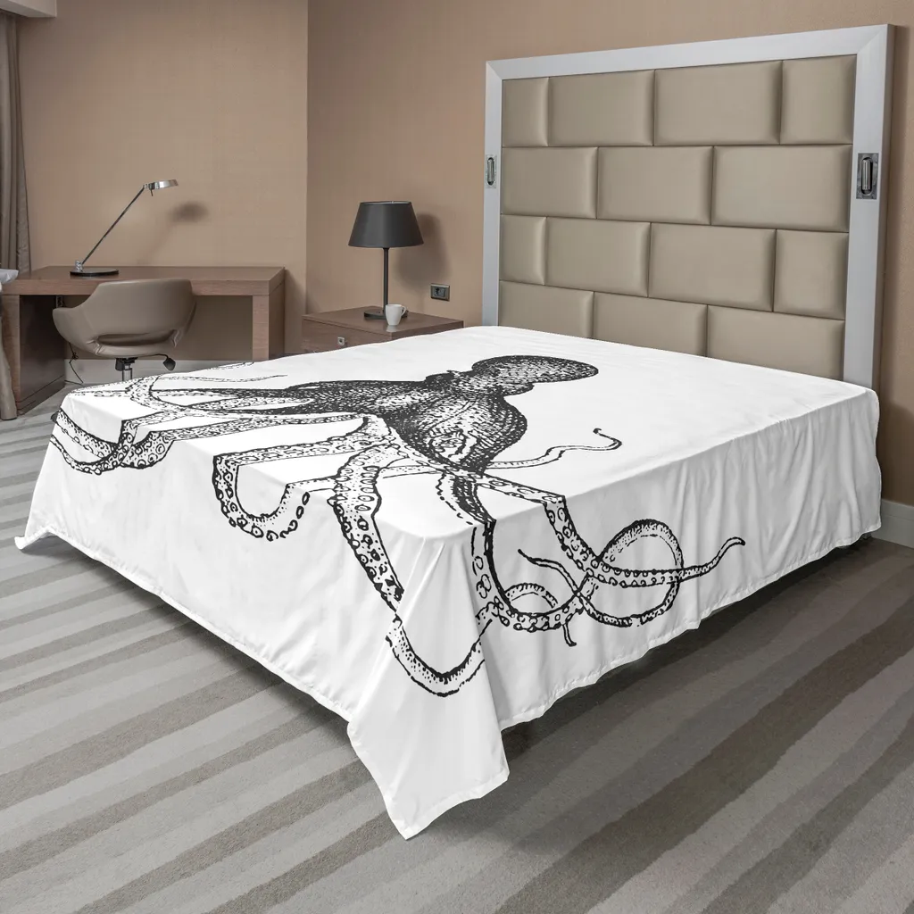 Drap plat pieuvre ABAKUHAUS 244 x 205 cm gris anthracite et blanc