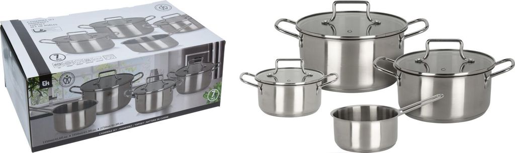 Excellent Houseware Pfannenset - 4-teilig - Edelstahl - für alle Wärmequellen geeignet