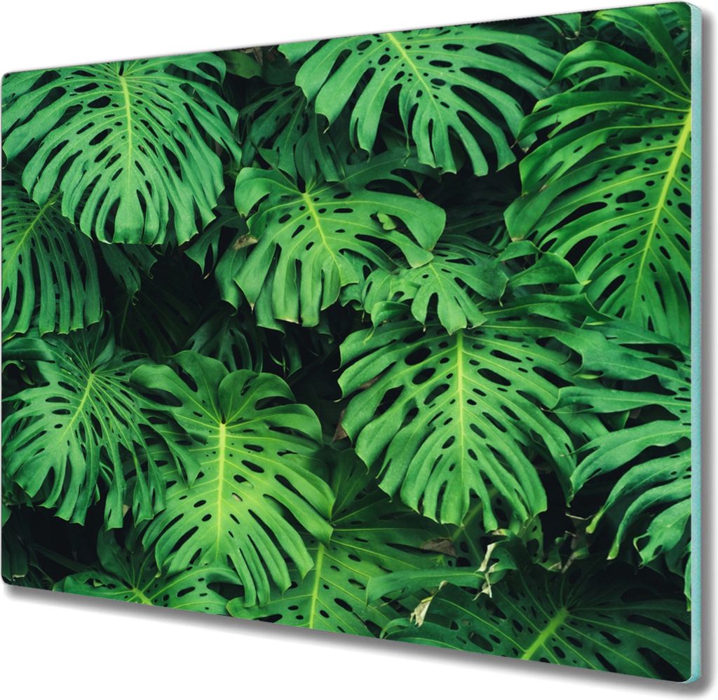 Coloray Herdabdeckplatte 60x52 cm Schneidebrett Kochplattenabdeckung Küchenbrett Hackbrett - Blätter Blumen