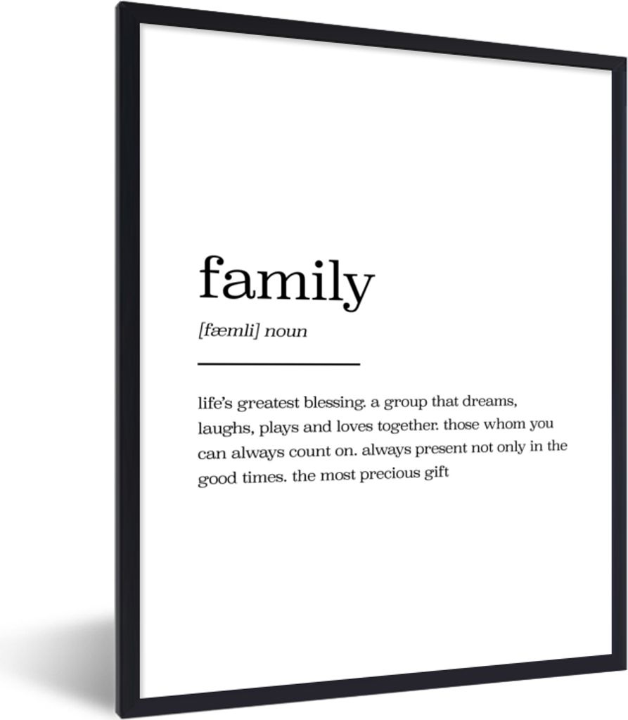 MuchoWow Gerahmtes Poster sprichwörter - zitate - familie - Wörterbuch 60x80 cm - Poster mit Schwarzem Bilderrahmen Wandposter Rahmen Foto Bild...