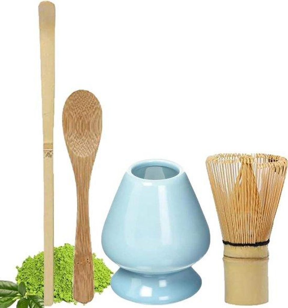 Biologischer Matcha-Set - Traditioneller Grünthee-Whisk und Löffel - Japanischer Matcha-Pulver