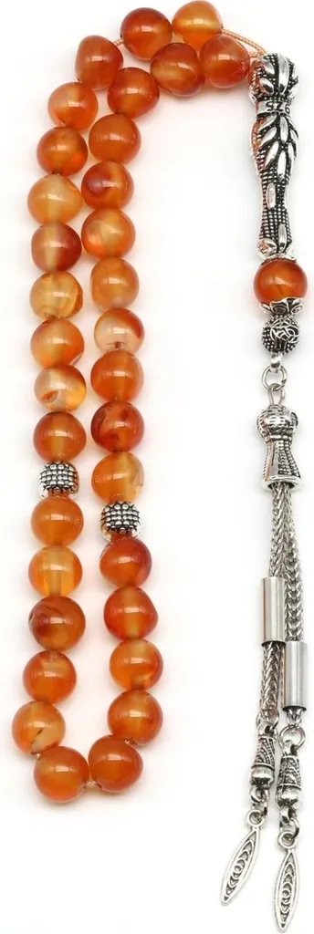 Chapelet Tesbih agate orange 33 perles 8mm - Qualité durable et robuste