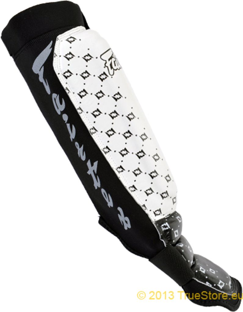 Fairtex SP6 MMA Neopren Schienbein und Spannschoner, Weiß/Schwarz Größe XL