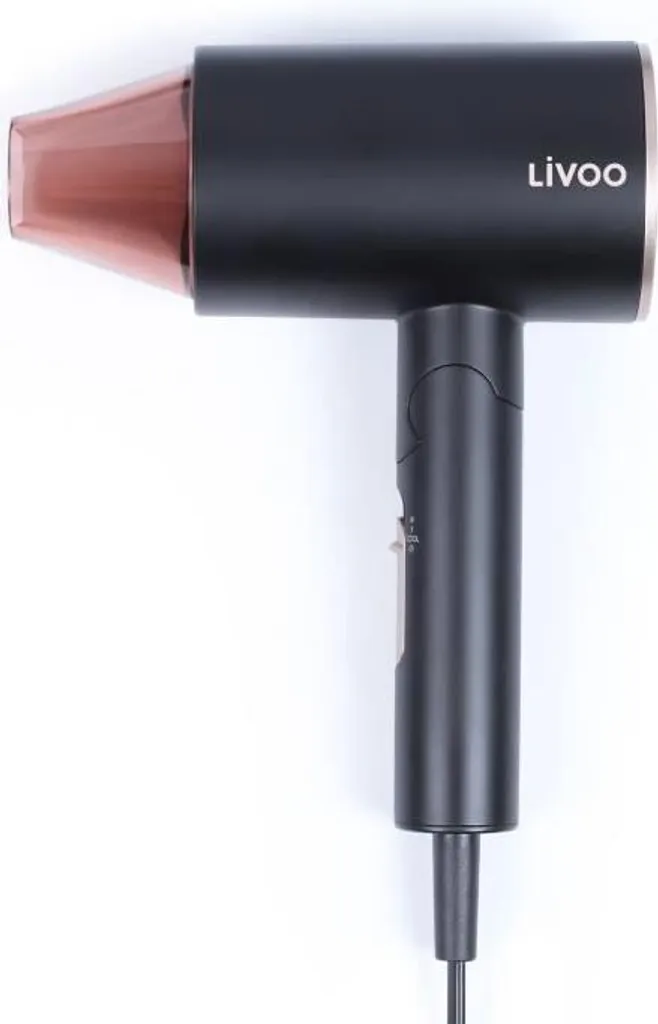 Asciugacapelli, LIVOO DOS173, 1600 W, 3 livelli di temperatura, tecnologia a ioni, pieghevole, concentratore d'aria, nero/rosa