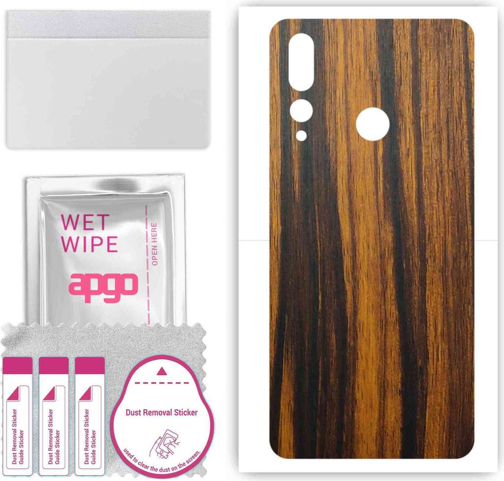 apgo Rückseite Schutzfolie, Skin, kompatibel mit Lenovo K6 Enjoy, Hinten Displayschutzfolie aus Vinylfolie, kratzfest, einfache Montage - Tigerwood