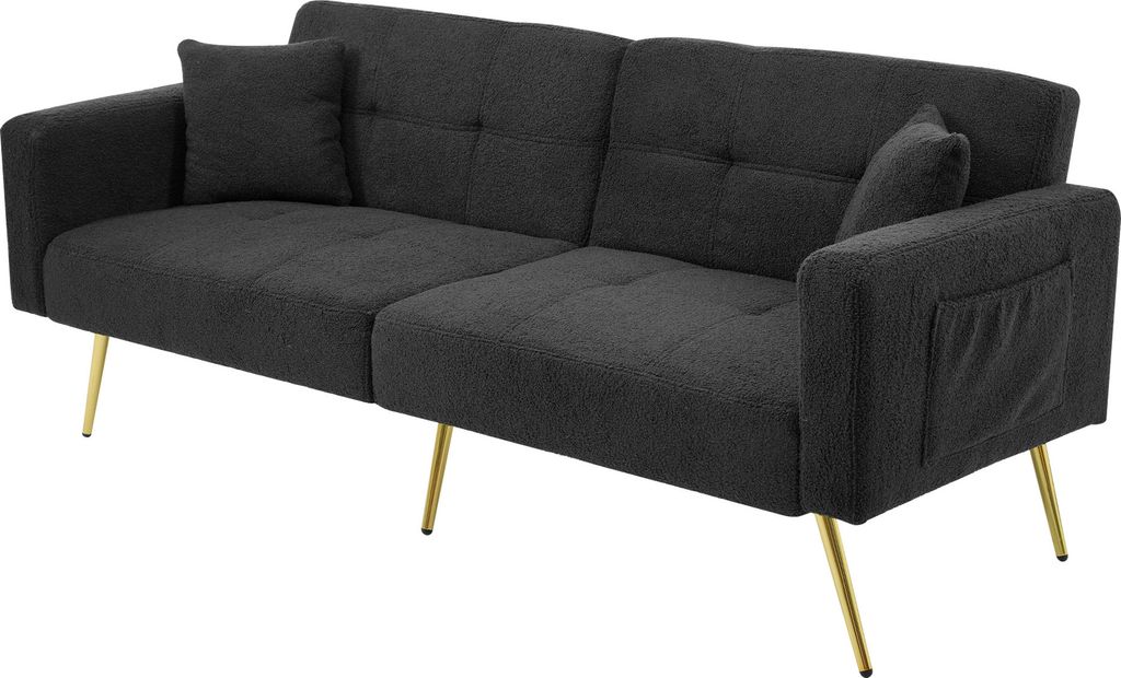 okwish Klappbares Schlafsofa Daybett mit Schlaffunktion,Gästebett Couch Sofa Bettsofa mit Großer Liegefläche, Polstersofa mit Kissen und seitlic...