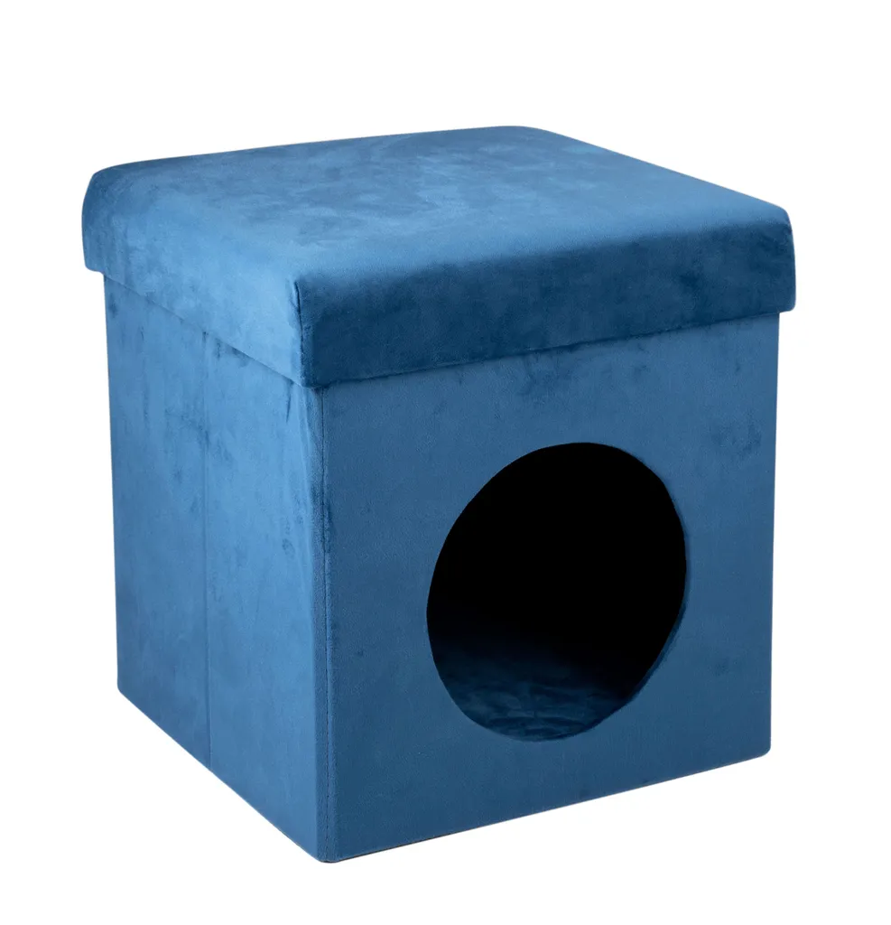 Maison Chat Maxxpro Cube 80KG Max Haute Résistance Polyester Bleu 34cm