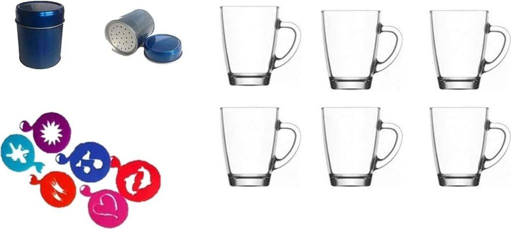 Kaffeebecher Glas-Kaffeetassen Transparente Kaffeetassen 6er Set 260 ml Gläser für Eiskaffee, Latte, Cappuccino, heiße Schokolade, speziell für...