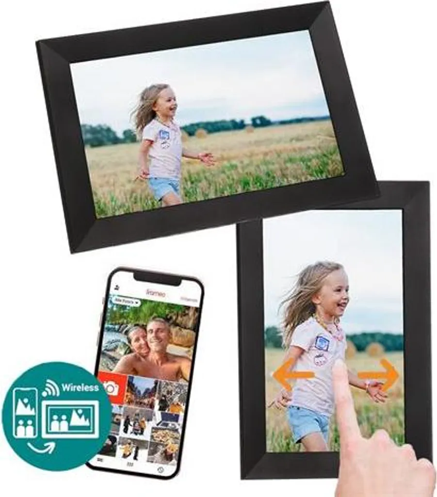 Cadre Numérique Tactile 10,1" FRAMEO HF-101 avec WiFi et Port USB Noir