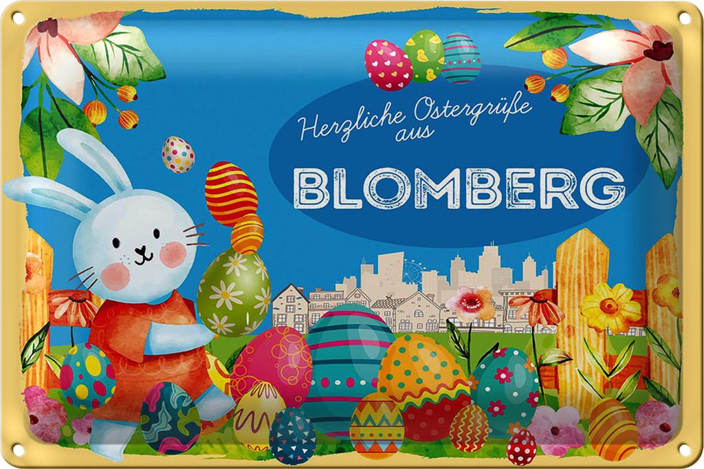 Blechschild Ostern Ostergrüße 18x12cm BLOMBERG