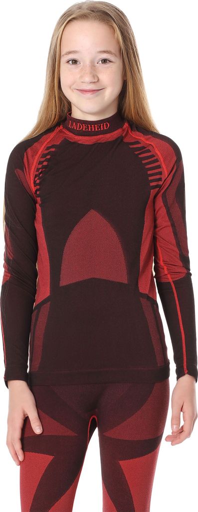 Ladeheid Kinder Mädchen Jungen Thermoaktives Langarm Shirt LASS0008 (Schwarz/Rot, 134-140)