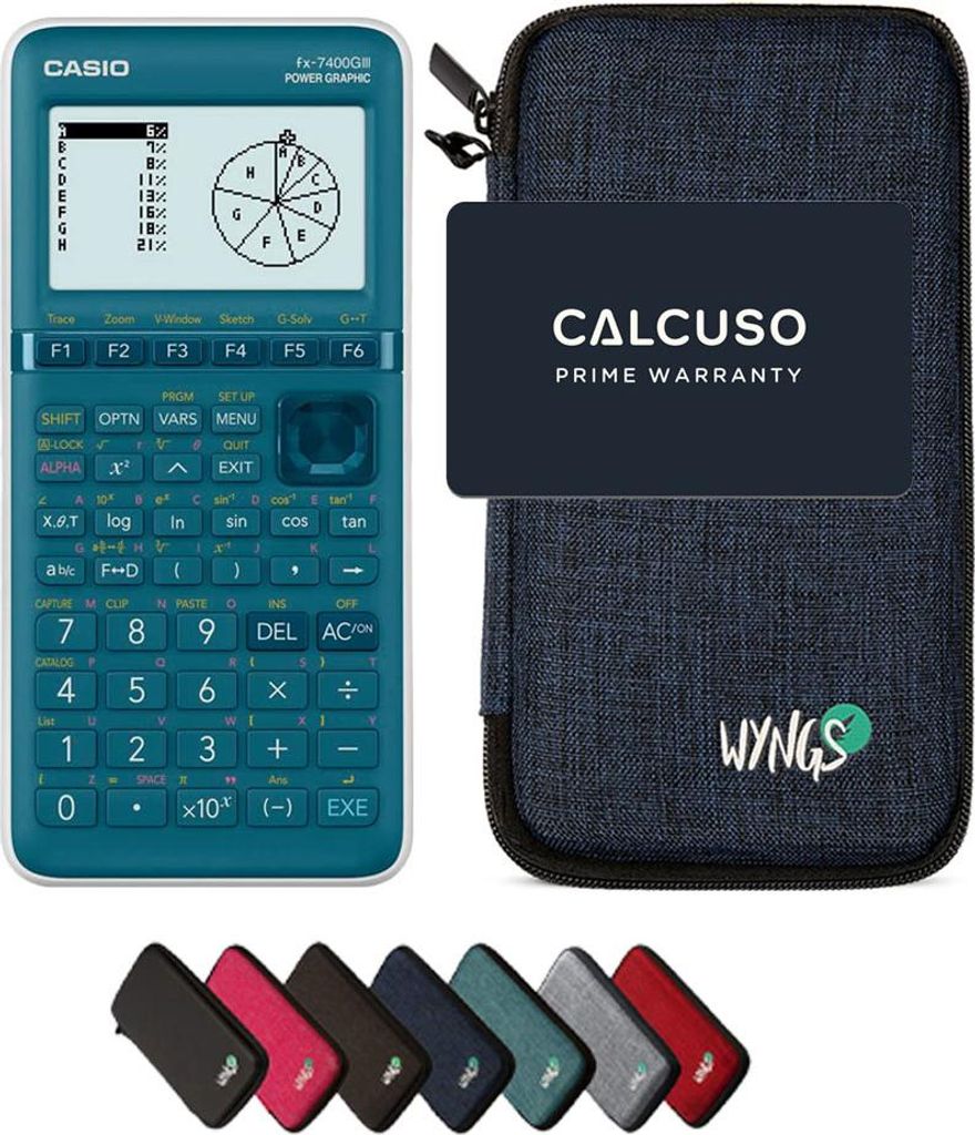 Casio fx-7400GIII inkl. WYNGS Schutztasche Blau - Grafikrechner - Basic Set