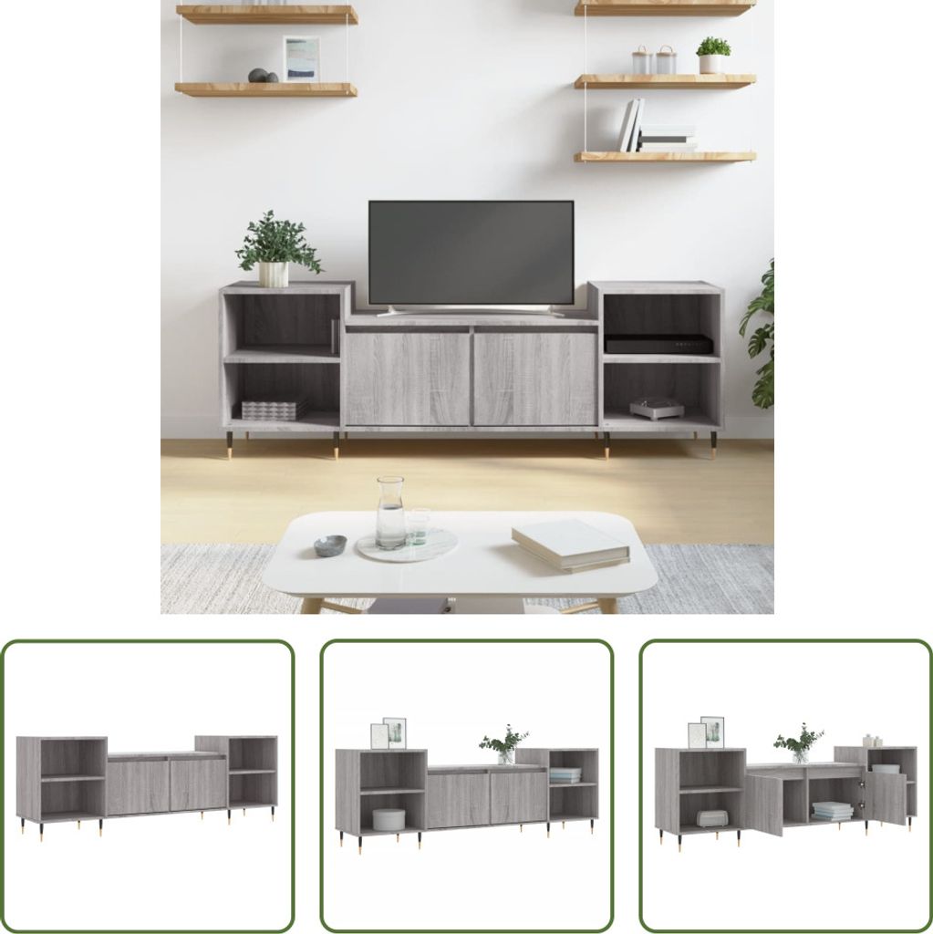 The Living Store TV-Schrank Grau Sonoma 160x35x55 cm Holzwerkstoff