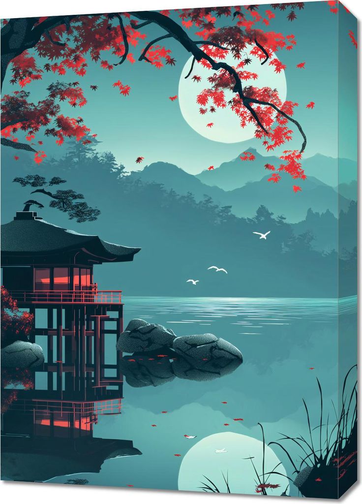 Bild 50x70cm Japanisches Pavillon