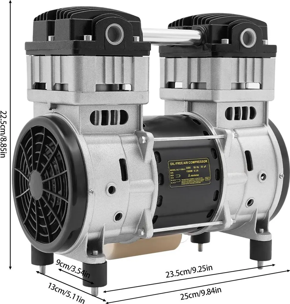 Tête de pompe compresseur d'air noire avec câble condensateur 2.2kW