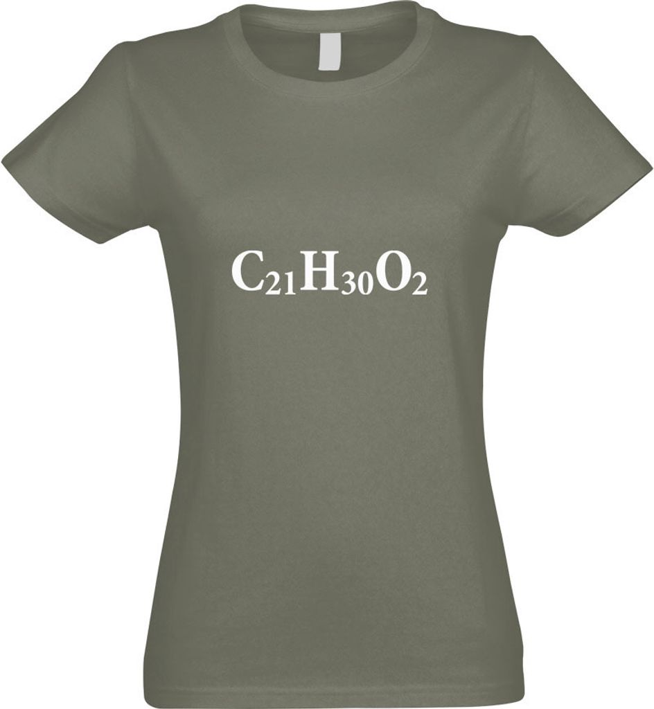 Kiwistar - T-Shirt tailliert - Damen - Olive - C21H30O2 - THC Formel - mit Motiv Bedruckt - Funshirt Design - Sport - Freizeit - Damen - XXL
